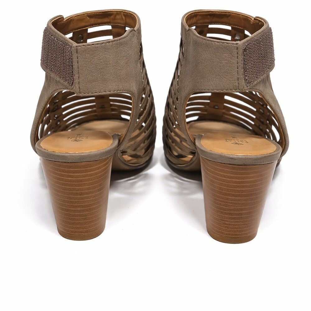 Mireimma Taupe Caged Gladiator Heels Size 10 | Block Heel Sandals | Brand New, - Picture 2 of 5